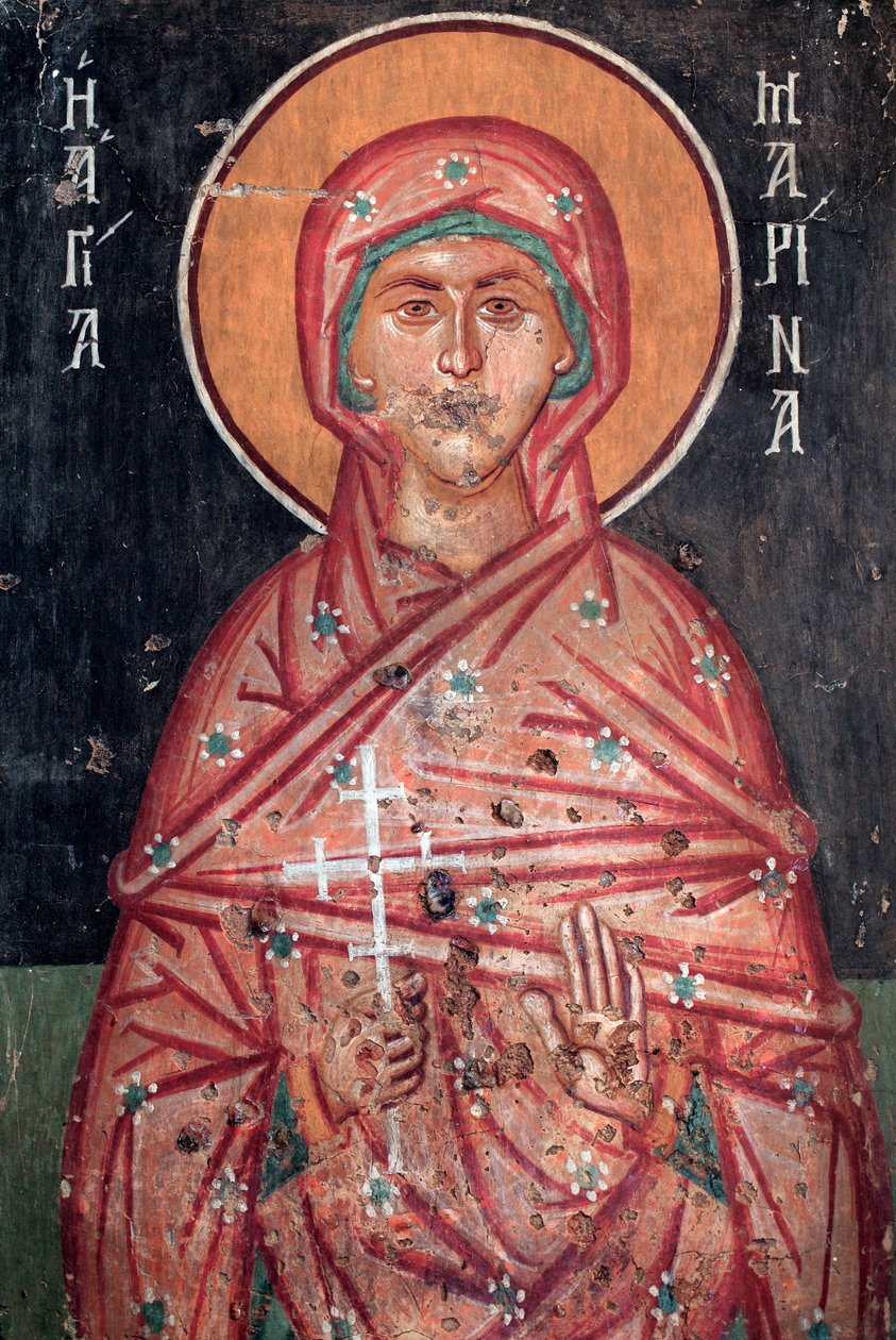 Byzantijns fresco uit de 15e eeuw, Sint Marina, Michael Archangel Kerk in Pedoulas, Cyprus door Unknown