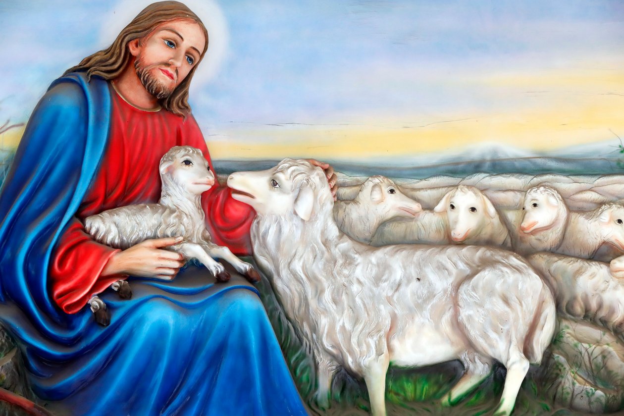 Franciscaanse missionarissen van Maria kerk, Jezus, de goede herder, Schilderij, Ho Chi Minhstad, Vietnam door Unknown