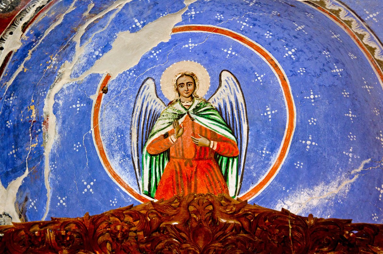 Fresco in de Kerk van St. Maria, Leusa, Albanië door Unknown