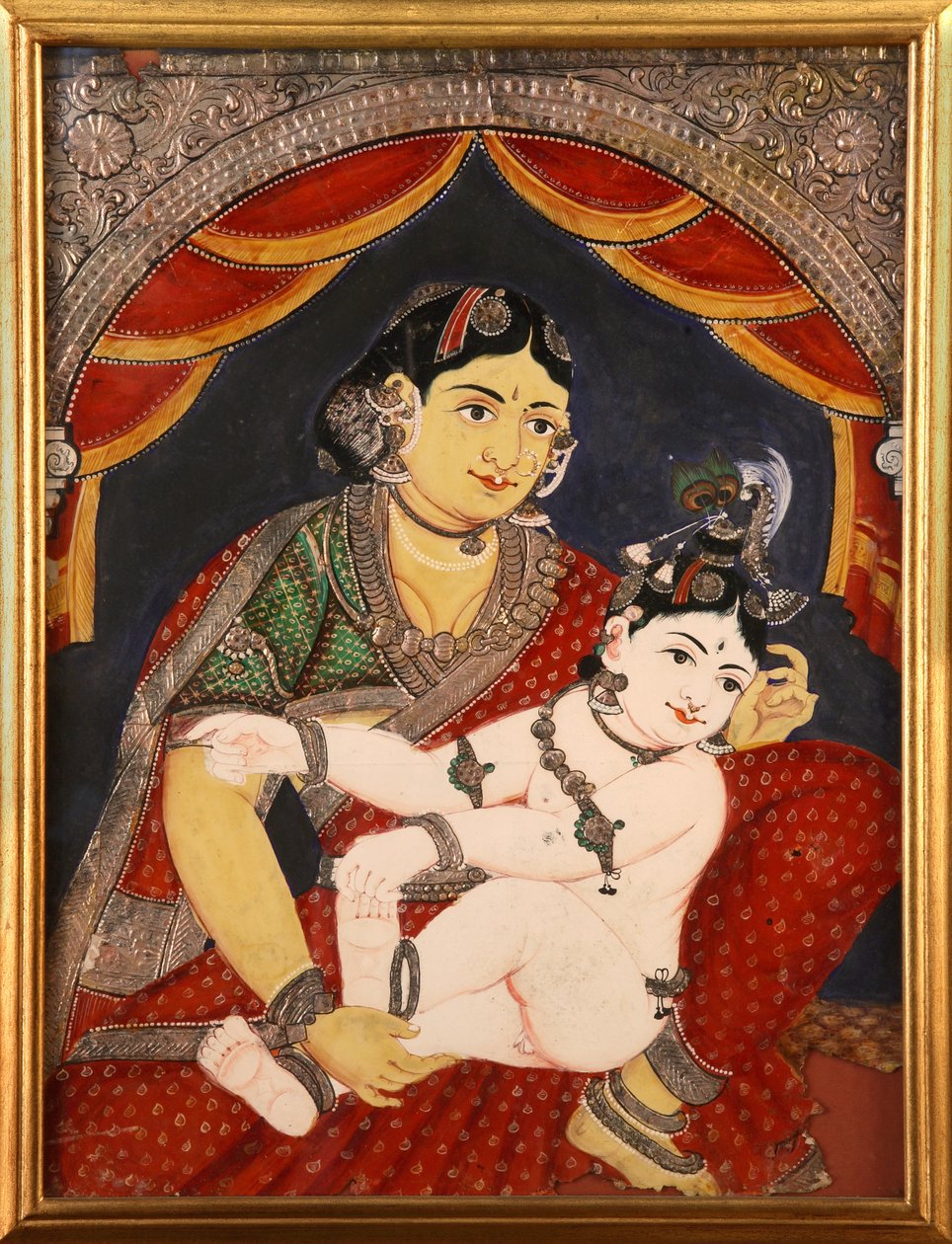 Krishna, Tanjavore School of Painting, eind 19e eeuw, Tamil Nadu, India door Unknown