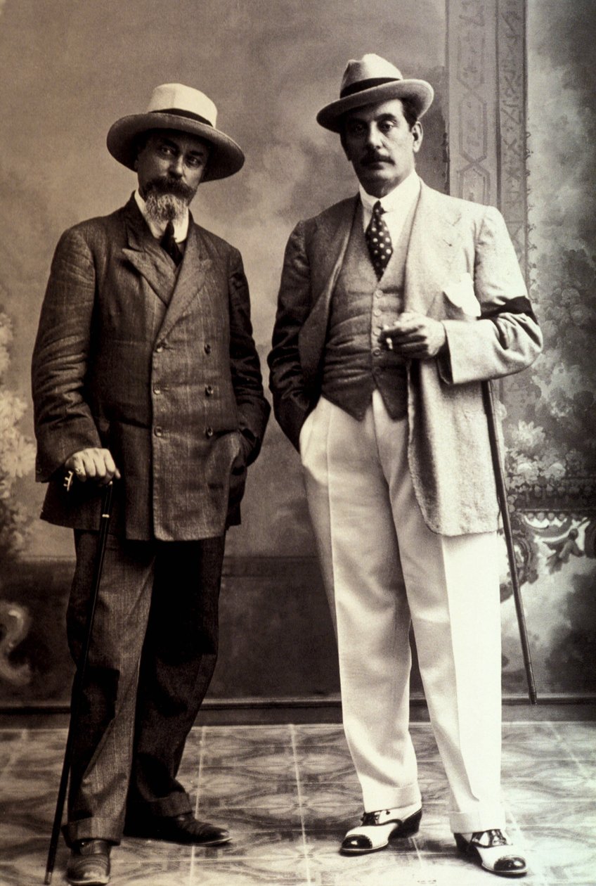 Luigi Illica met Giacomo Puccini (1858-1924) door Unknown