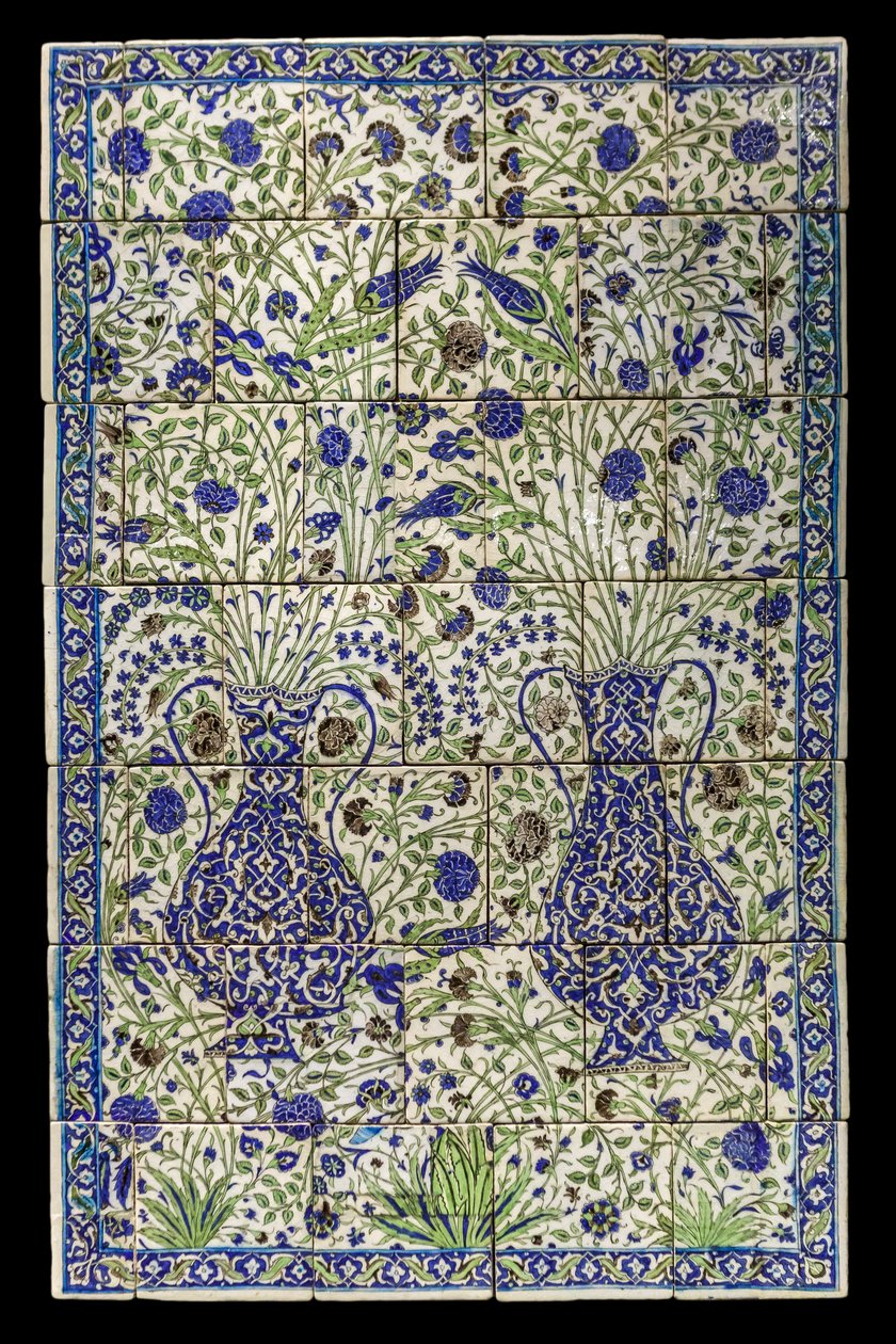 Paneel met bloemcompositie. Syrië, Damascus, 1550-1650. Keramiek, decor geschilderd onder glazuur. Louvre Museum door Unknown