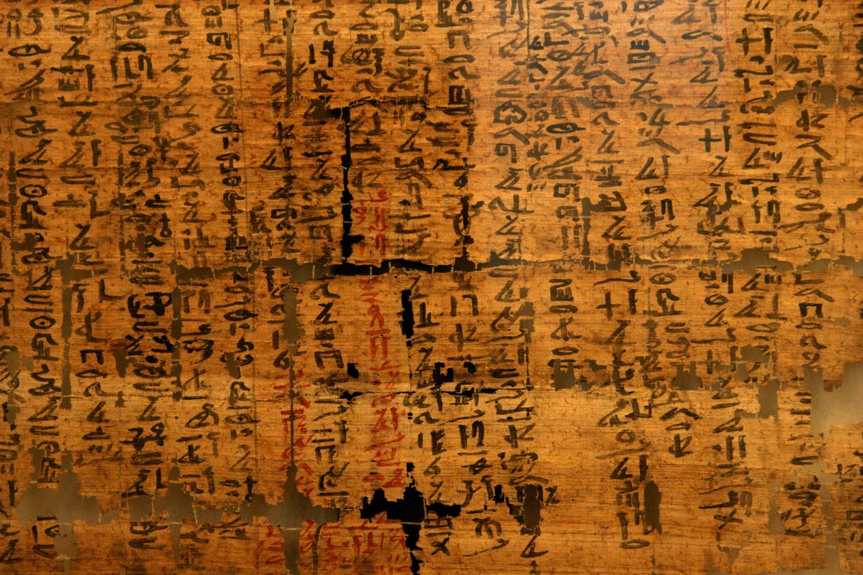 Papyrus onbekend XII: document met remedies tegen slangenbeten, voor oogpijn verschenen onder het bewind van Ramses III (1976-1646 v.Chr.). Egyptisch Museum van Turijn door Unknown