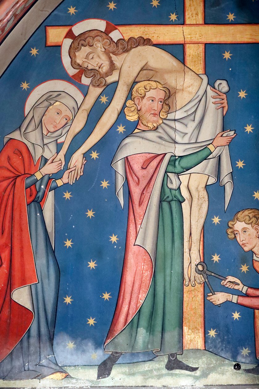 Saint-Pierre-le-Jeune Protestantse Kerk, Passie van Christus, Jezus wordt van het kruis gehaald, fresco, Straatsburg, Frankrijk door Unknown