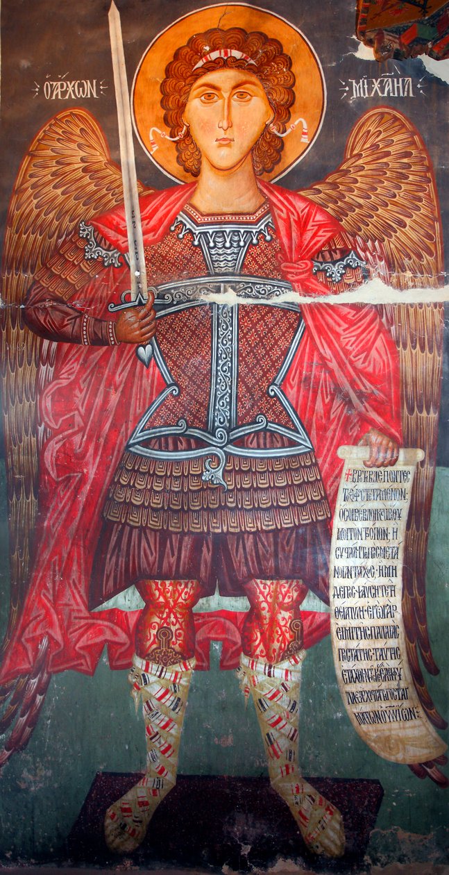 Byzantijns fresco uit de 15e eeuw (detail), Michael Archangel Kerk in Pedoulas, Cyprus door Unknown