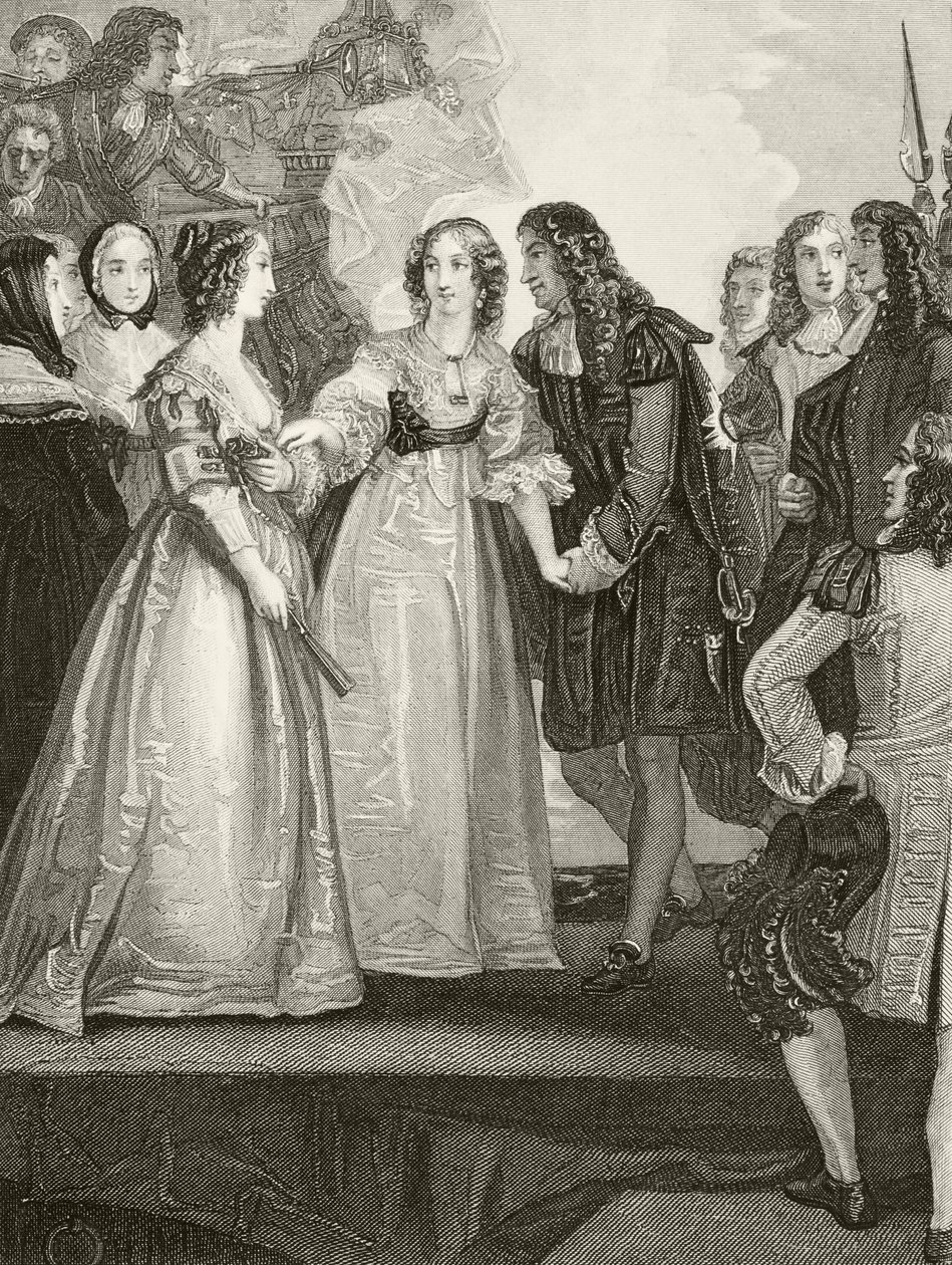 Koning Karel II van Engeland ontmoet zijn zus hertogin Henrietta van Orléans in Dover in 1670, uit 