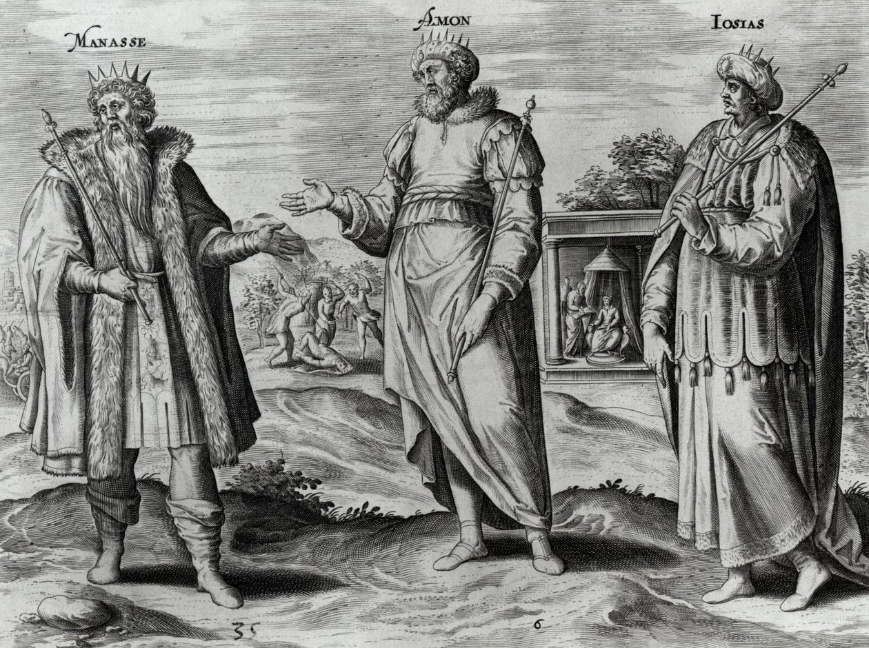 Manasse (697-642 v.Chr.), Amon (642-640 v.Chr.) en Josia (640-609 v.Chr.) door Dutch School