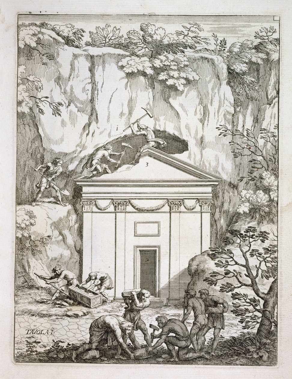 Opgraving van het graf van Quintus Nasonius Ambrosius in de jaren 1670, uit 