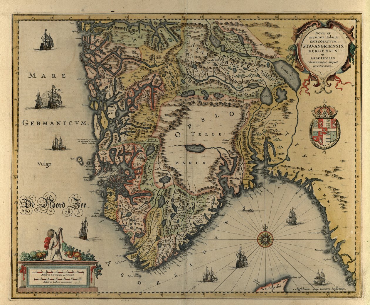 Nova et accurata tabula episcopatuum Stavangriensis, bergensis door Jan og Jodocus Hondius Janssonius