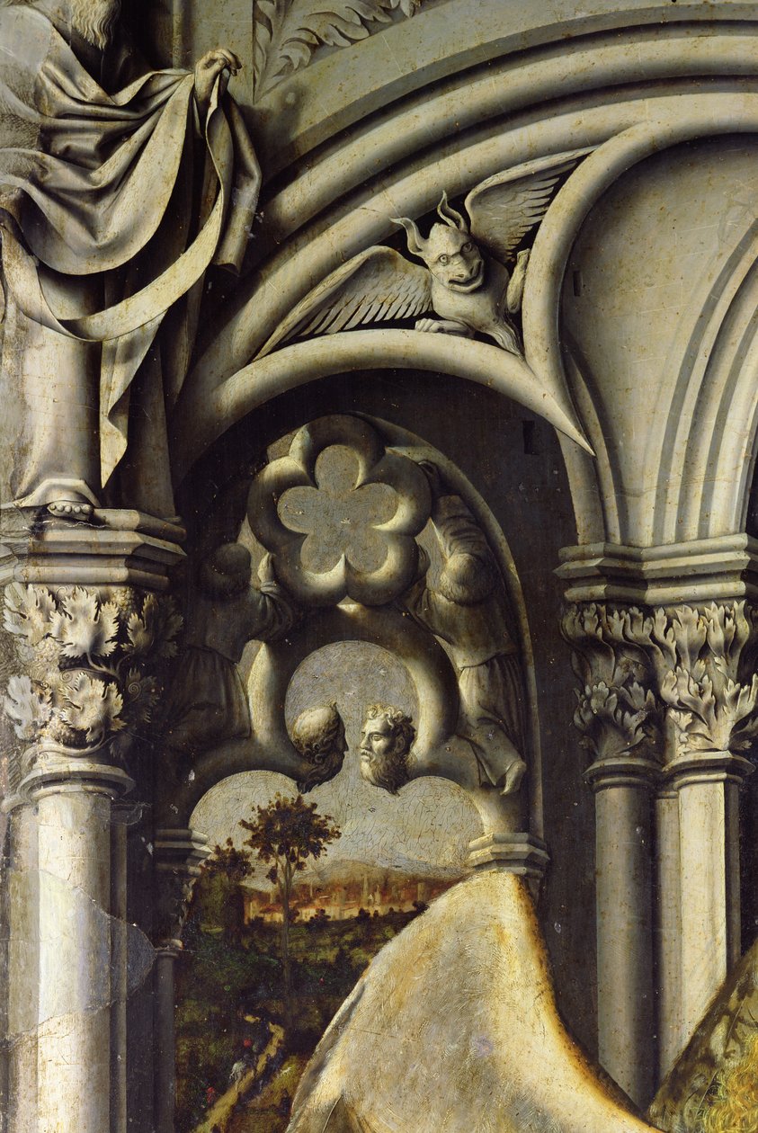 Architectonische details van de Aix Aankondiging, c.1445 (detail) door Master of the Aix Annunciation
