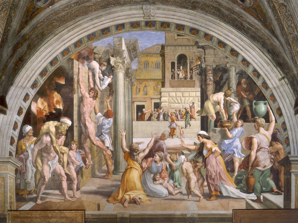 Brand in de Borgo door Raffaello Sanzio Raphael