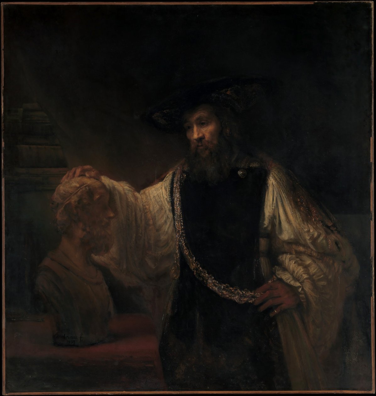 Aristoteles met een buste van Homerus door Rembrandt van Rijn