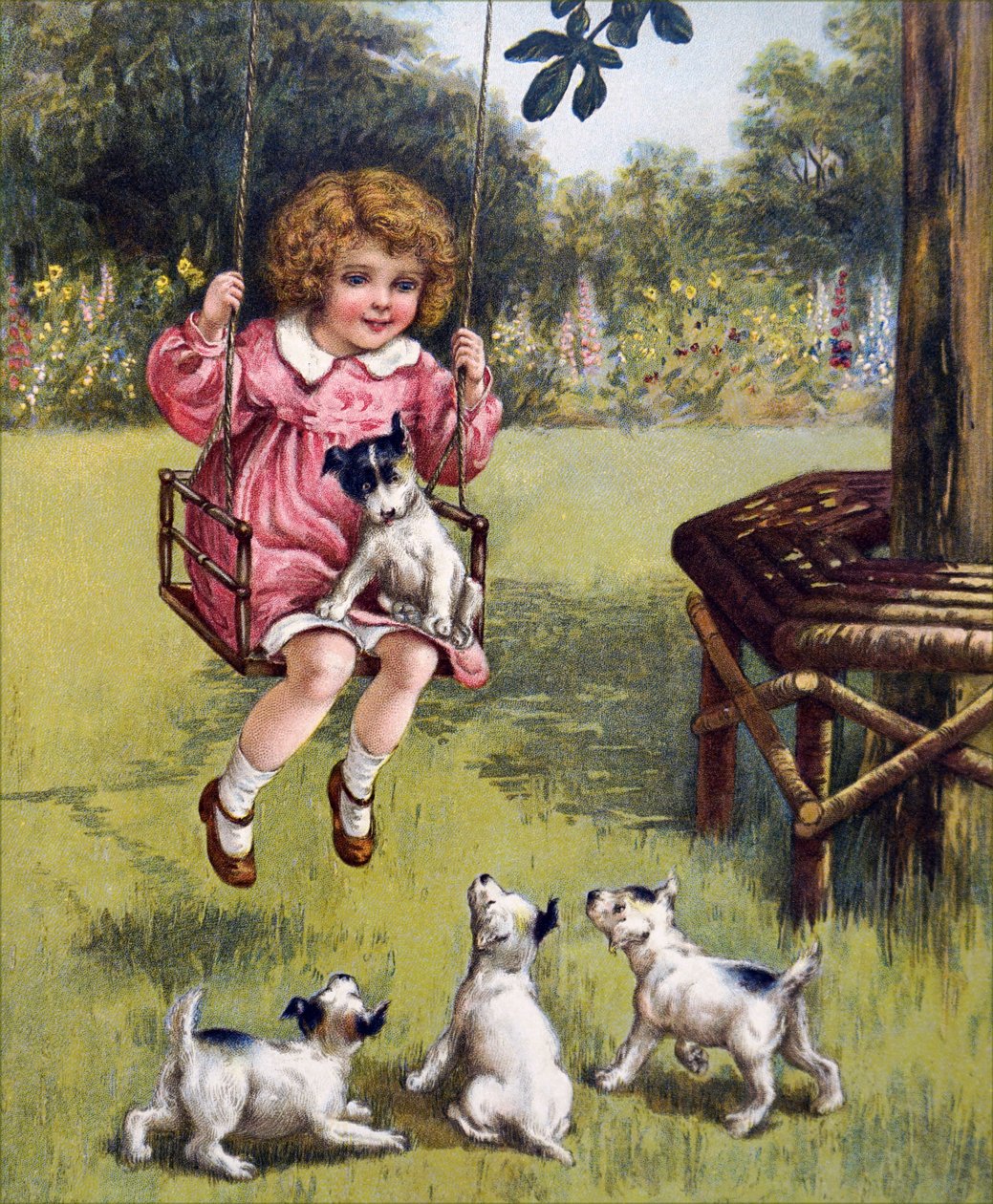 Een jong meisje met haar puppy