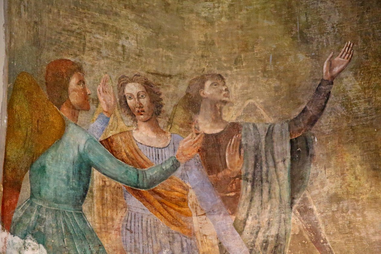 Altaar met schilderij van de Maagd Maria omringd door engelen (detail) door Unknown