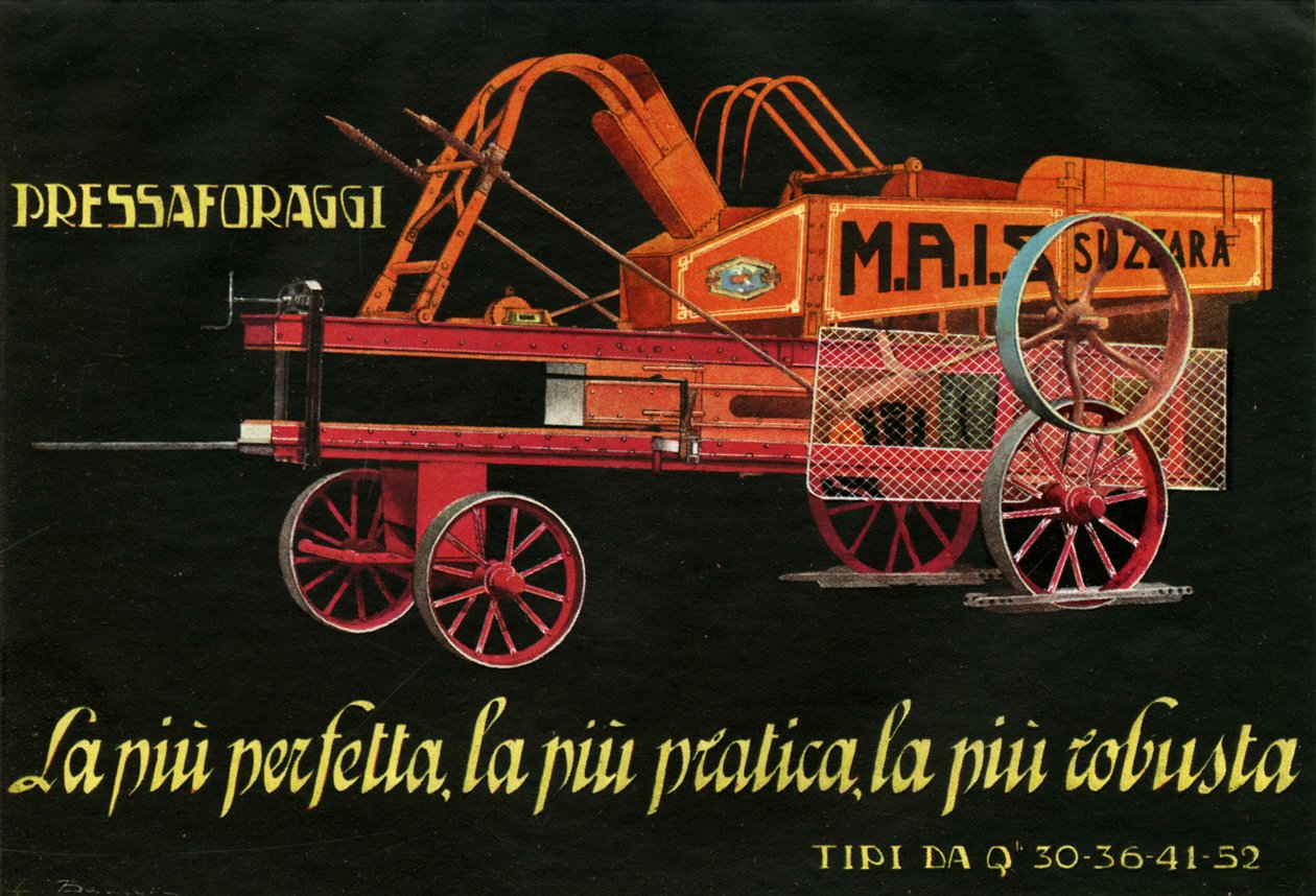 Landbouwmachines. Suzzara, 1925 door Unknown