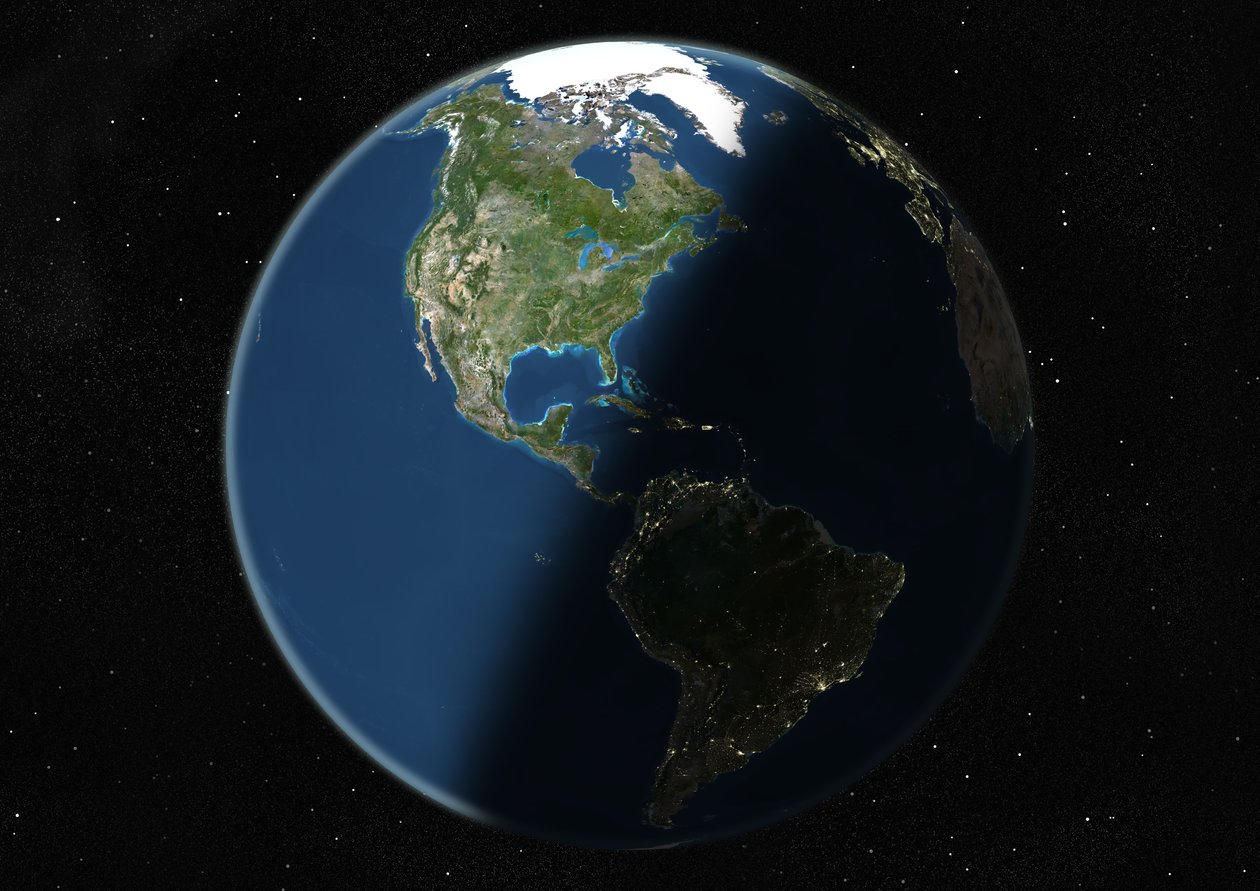 Globe gecentreerd op de Amerika