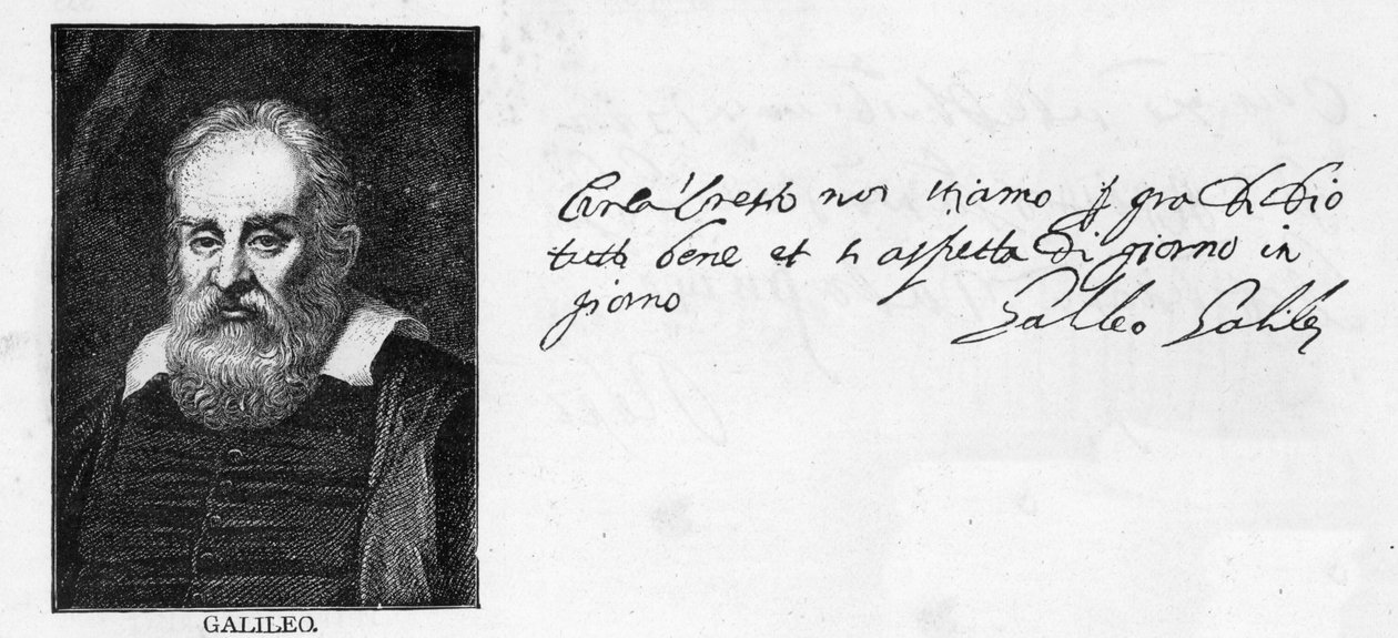 Handschrift en handtekening van Galileo Galilei uit een brief aan zijn jongere broer, Michelangelo in Vilnius, Litouwen, geschreven in Padua, 20 november 1601 door Unknown