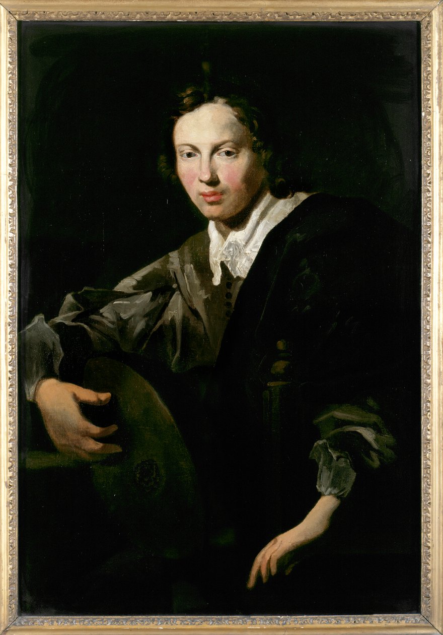 Man met luit door Unknown