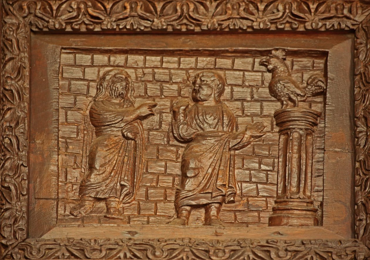 Paneel van 5C deur: St. Peter en de kraaiende haan door Unknown