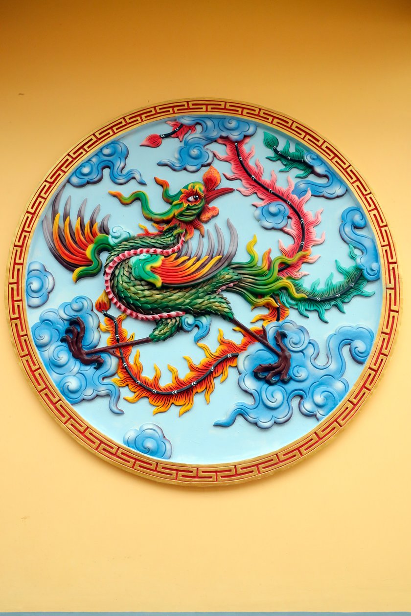 Sung Hung pagode. Chinese feniks sculptuur. Phu Quoc. Vietnam door Unknown