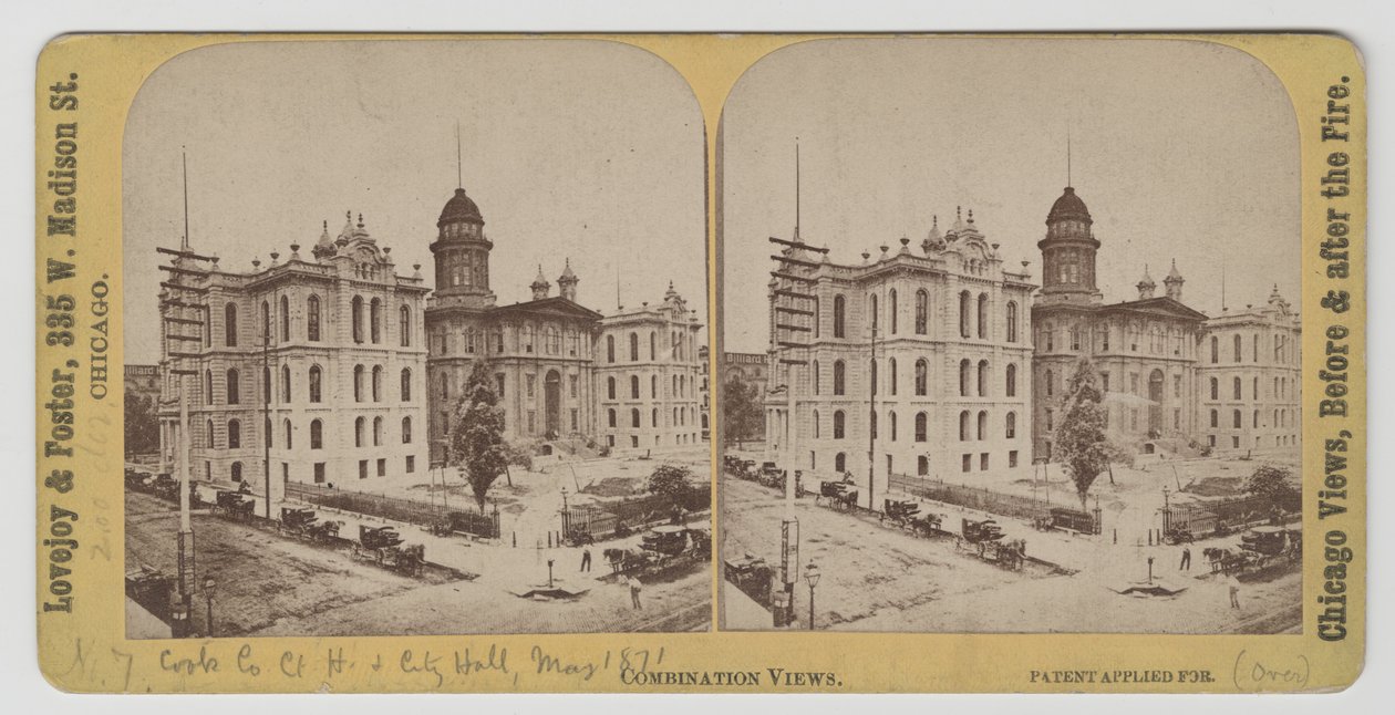 Cook County Court House en City Hall voor de brand van Chicago in 1871 door American Photographer