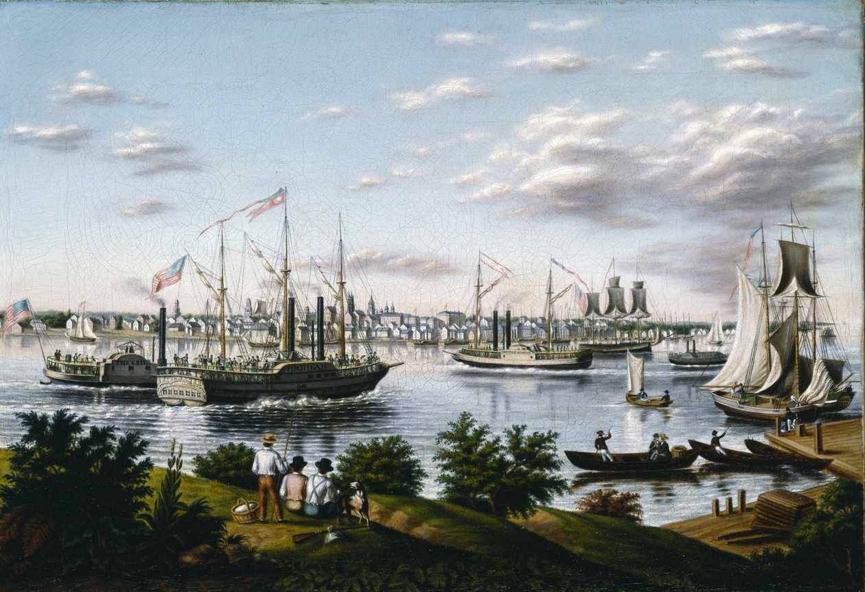 Uitzicht op Detroit in 1836, 1836-37 door American School