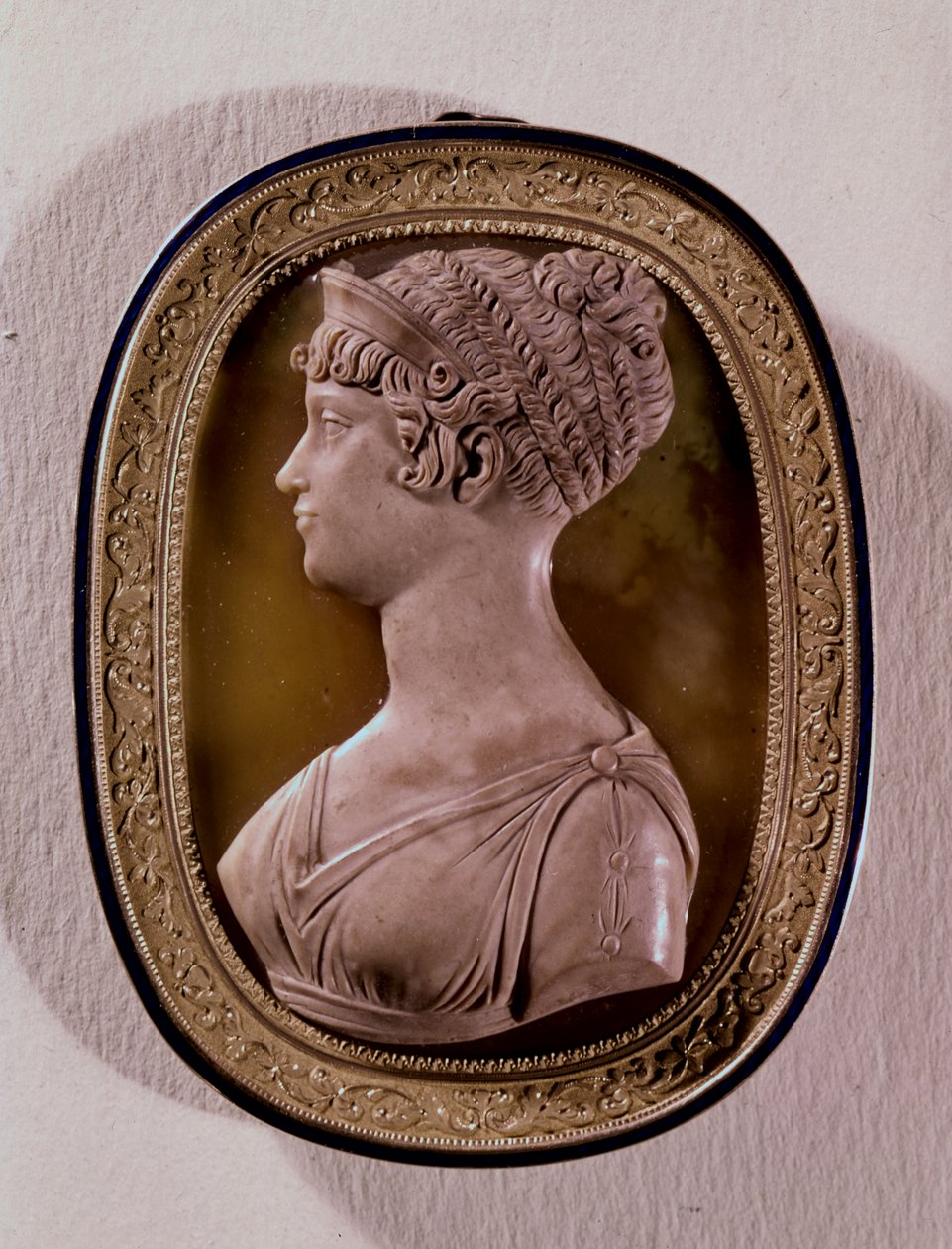 Camee van Carolina Augusta, 4e vrouw van Franz II (1768-1835) van Oostenrijk (onyx) door Austrian School