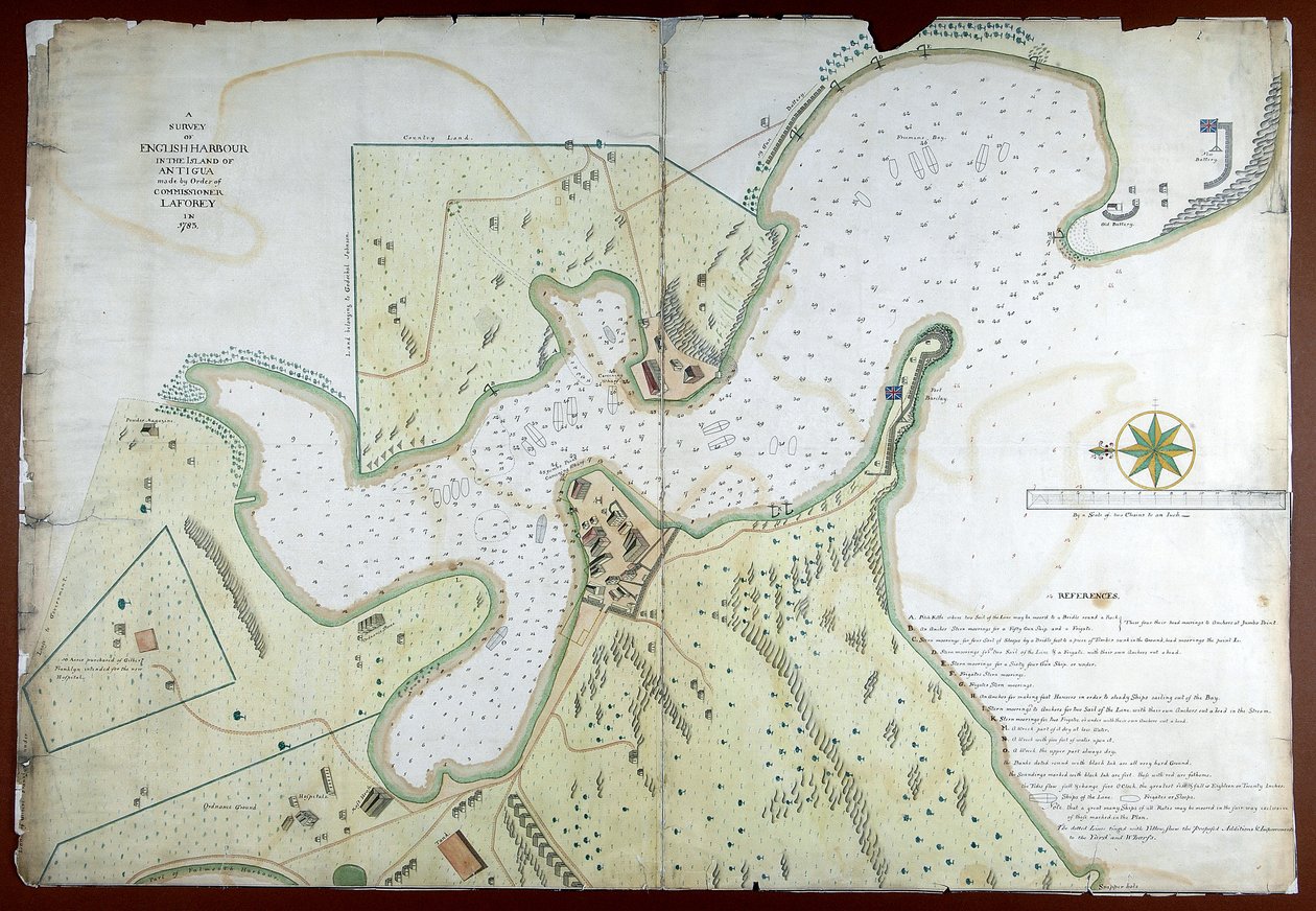Een Onderzoek van de Engelse Haven op het Eiland Antigua gemaakt in Opdracht van Commissaris Laforey in 1783 door English School