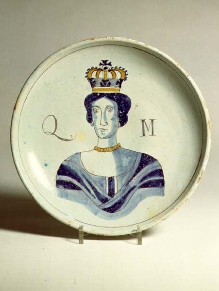 Lambeth Delftware portret van koningin Mary door English School