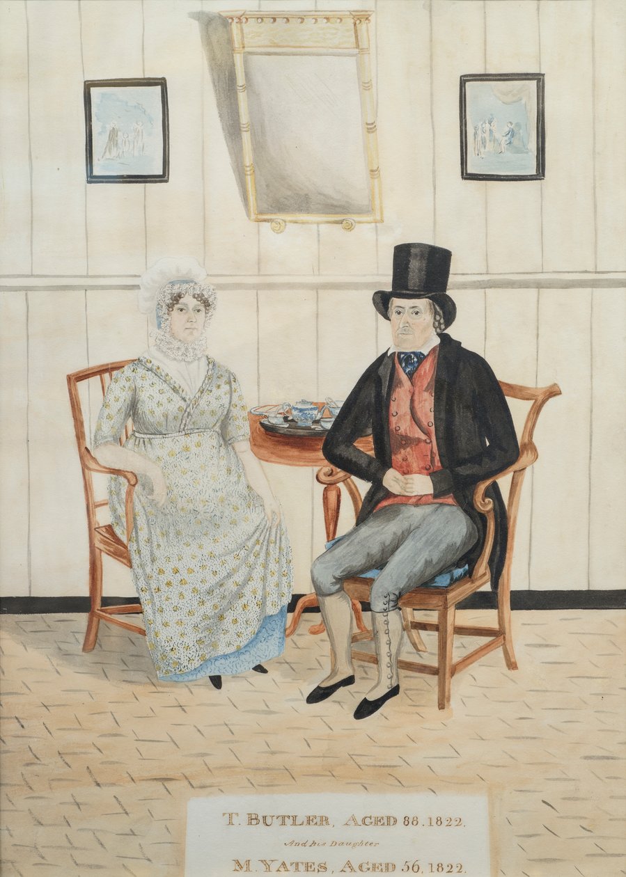 Portret van T. Butler en zijn dochter M. Yates, c.1822 door English School