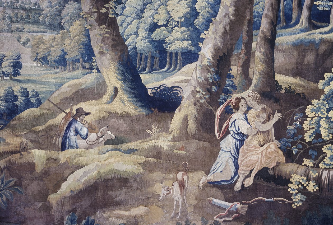 Detail van een scène uit de serie Leven op het Landhuis (textiel) door Flemish School