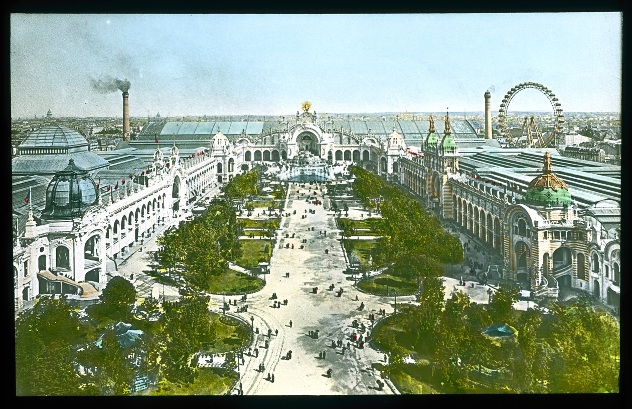 Parijs Exposition Universelle: Champ de Mars, Kasteel van Water en het Paleis van Elektriciteit, 1900 door French Photographer