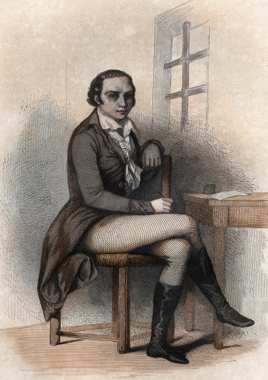 Portret van Andre Marie Chenier (1762-1794), Franse dichter. door French School