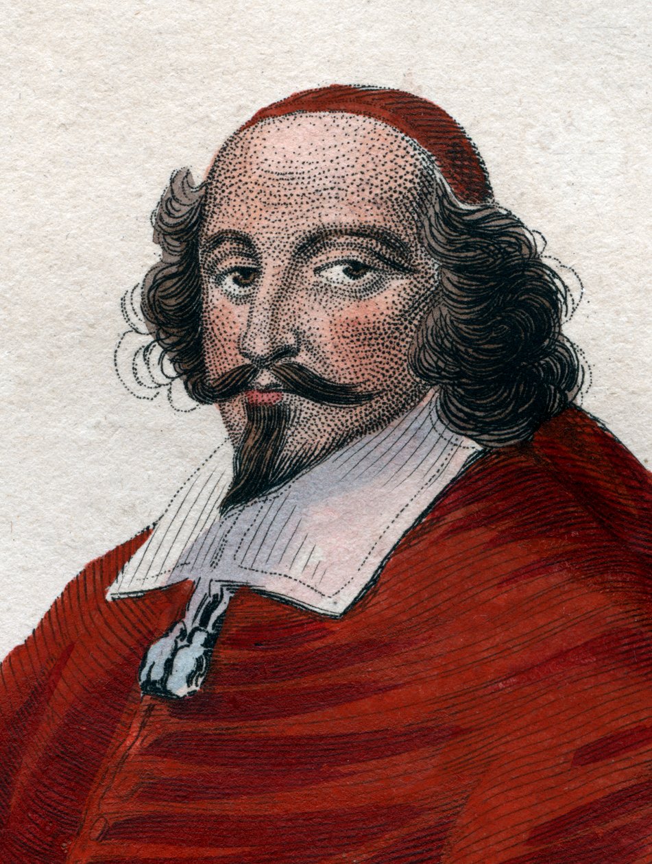 Portret van Jules Mazarin (1602-1661), Frans Italiaanse kardinaal, diplomaat en politicus door French School