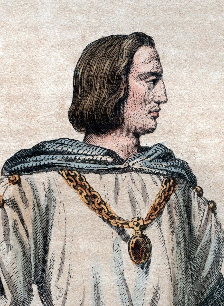 Portret van Filips II Augustus (1165-1223), Koning van Frankrijk. door French School
