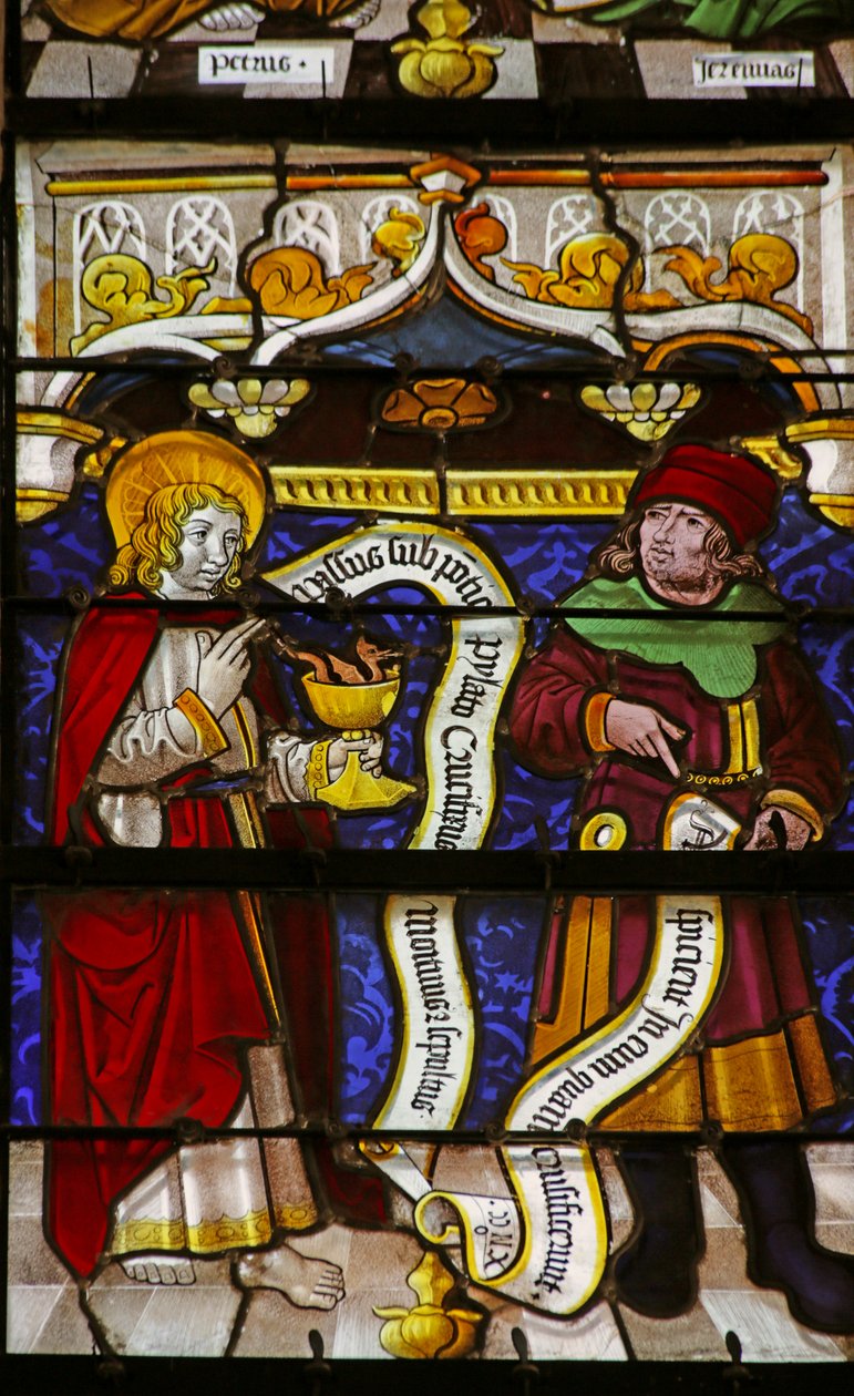 Raam met Sint Jan en de Profeet Zacharia door French School