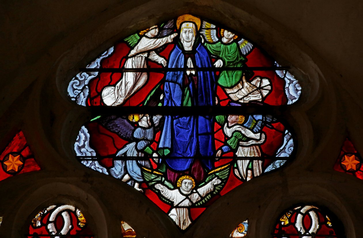 Raam met afbeelding van de Tenhemelopneming van de Maagd Maria door French School