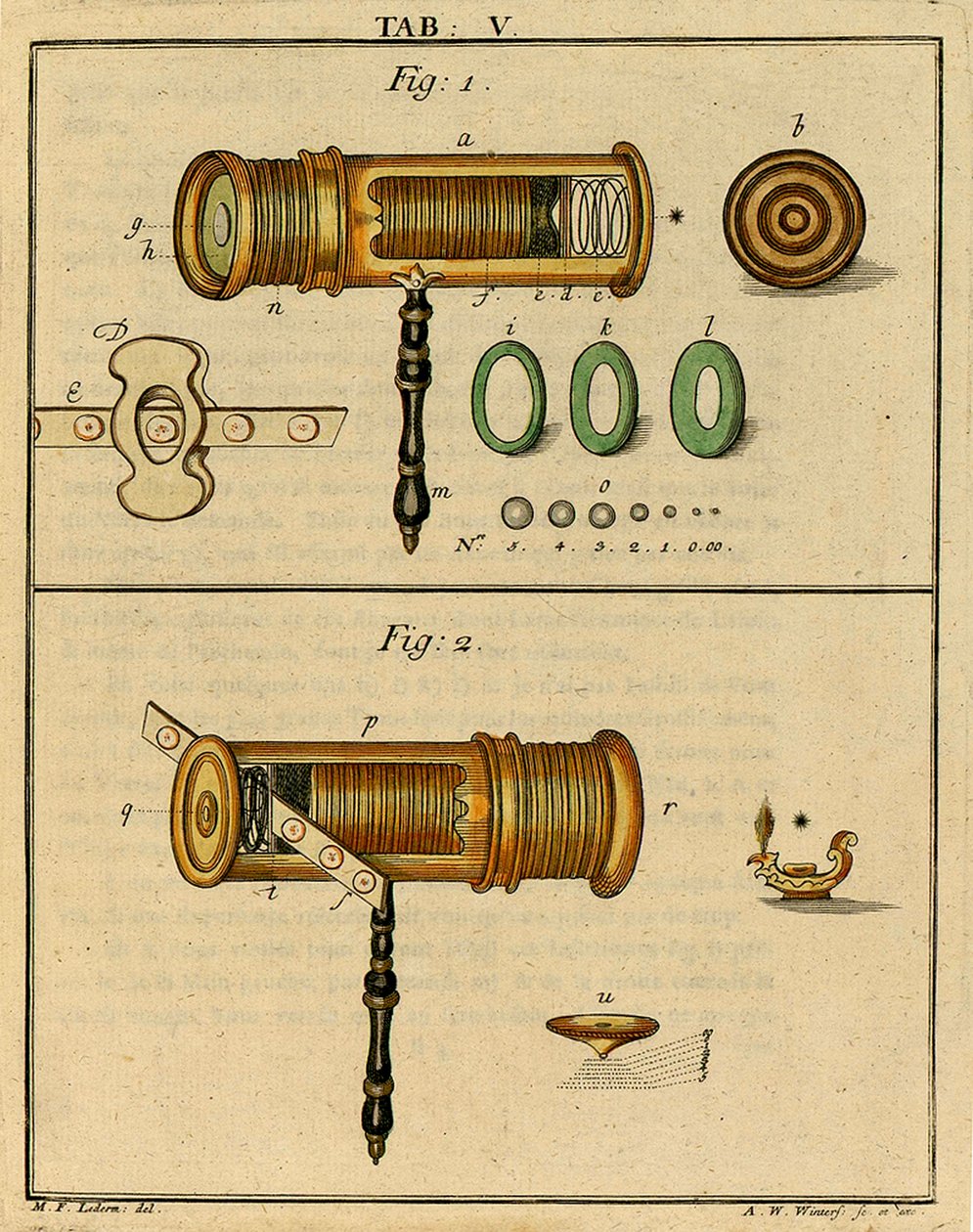 Mechanica van een vroege optische microscoop, 1768 door German School