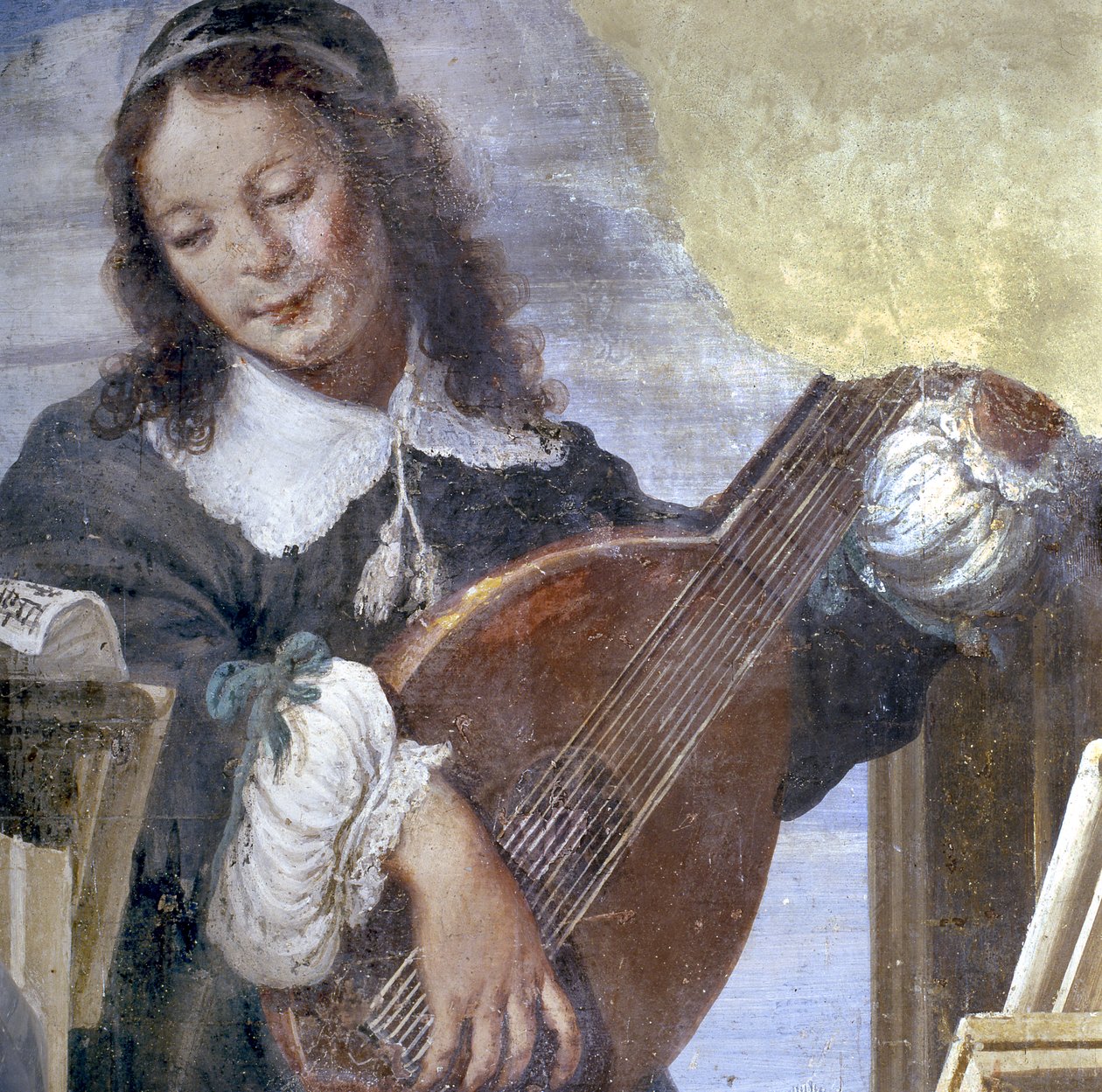 Muzikant (detail) door Italian School