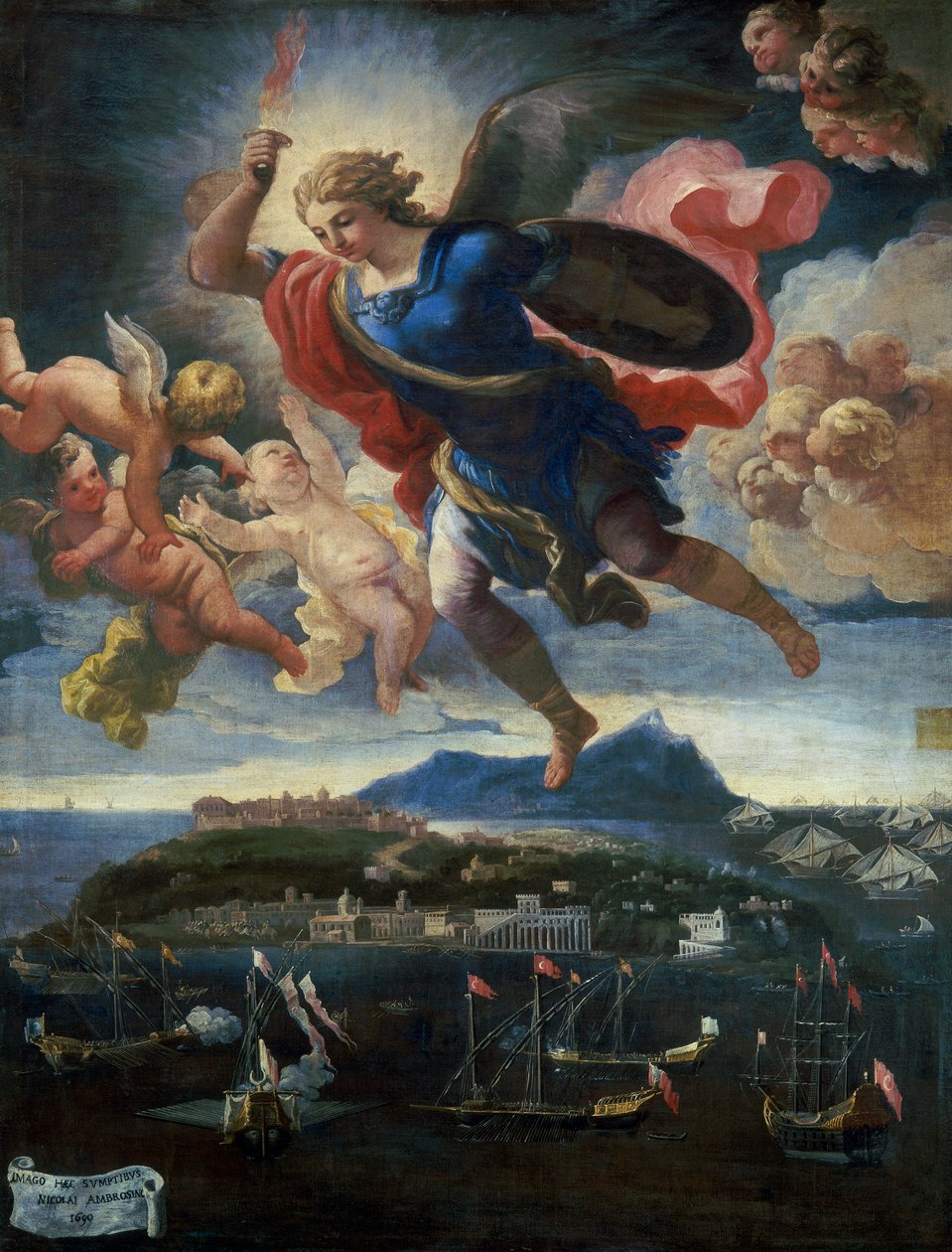 Sint Michaël Aartsengel verdedigt het eiland, 1680-90 door Italian School