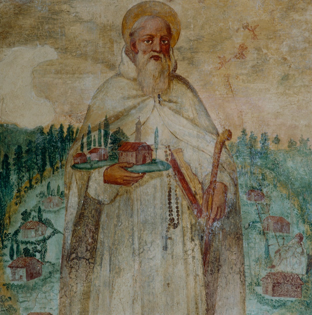 St. Romuald, stichter van het Kartuizerklooster in Camaldoli (detail) door Italian School