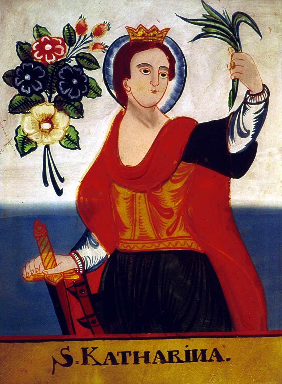 Sint-Catharina met martelaarspalm en een zwaard door Russian School
