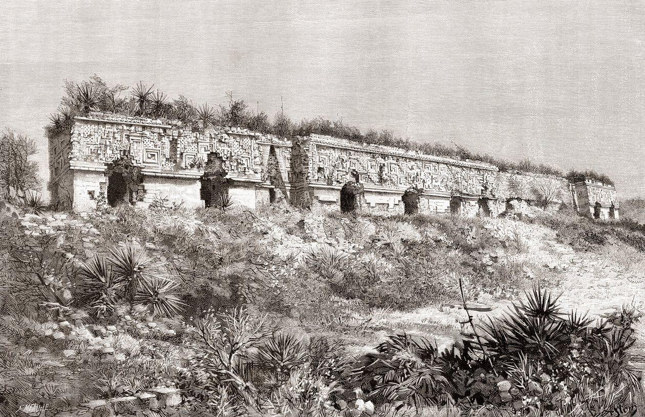 Het Gouverneurspaleis, Uxmal, Mexico door Spanish School