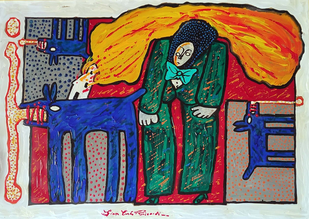 G. C. Riccardi, Onbenoemd, 2007, Acryl op papier, 87x62, Italië. door Gian Carlo Riccardi