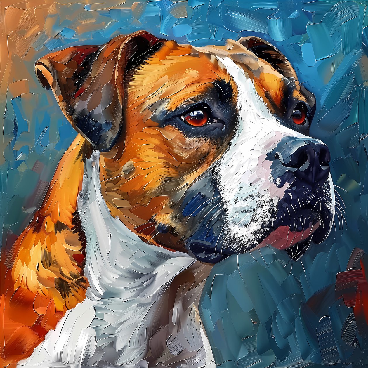 Boxer hond schilderij, canvas posters, online muurkunst prints door F. Abderrahim