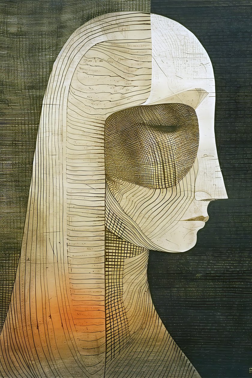 Figuratief vrouwenportret, muurdecoratie, online kunstprints door F. Abderrahim