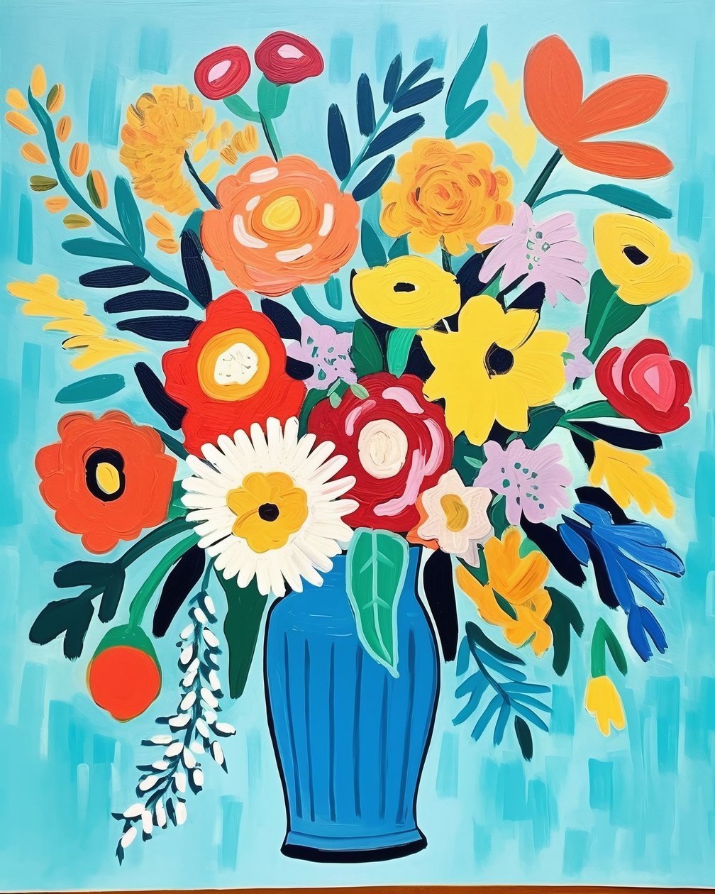 Matisse geïnspireerde bloemen in een vaas door F. Abderrahim