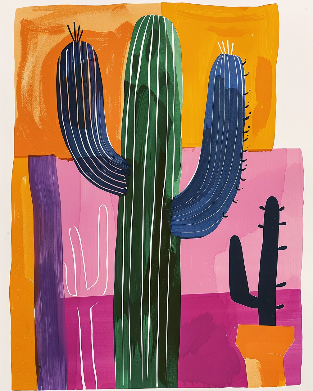 Cactus schilderij op canvas door F. Abderrahim