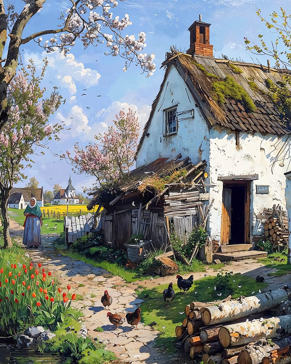 pluimvee voor een traditionele hut op het platteland door F. Abderrahim