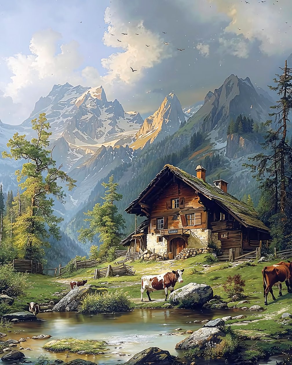 Prachtig Landschap in de Herfst, Canvas voor Wanddecoratie Wildlife Art door F. Abderrahim